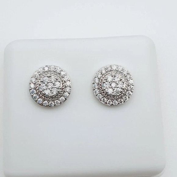 "925 Sterling Silver Plated CZ Earrings, EVBRS447 - Picture 1 of 9